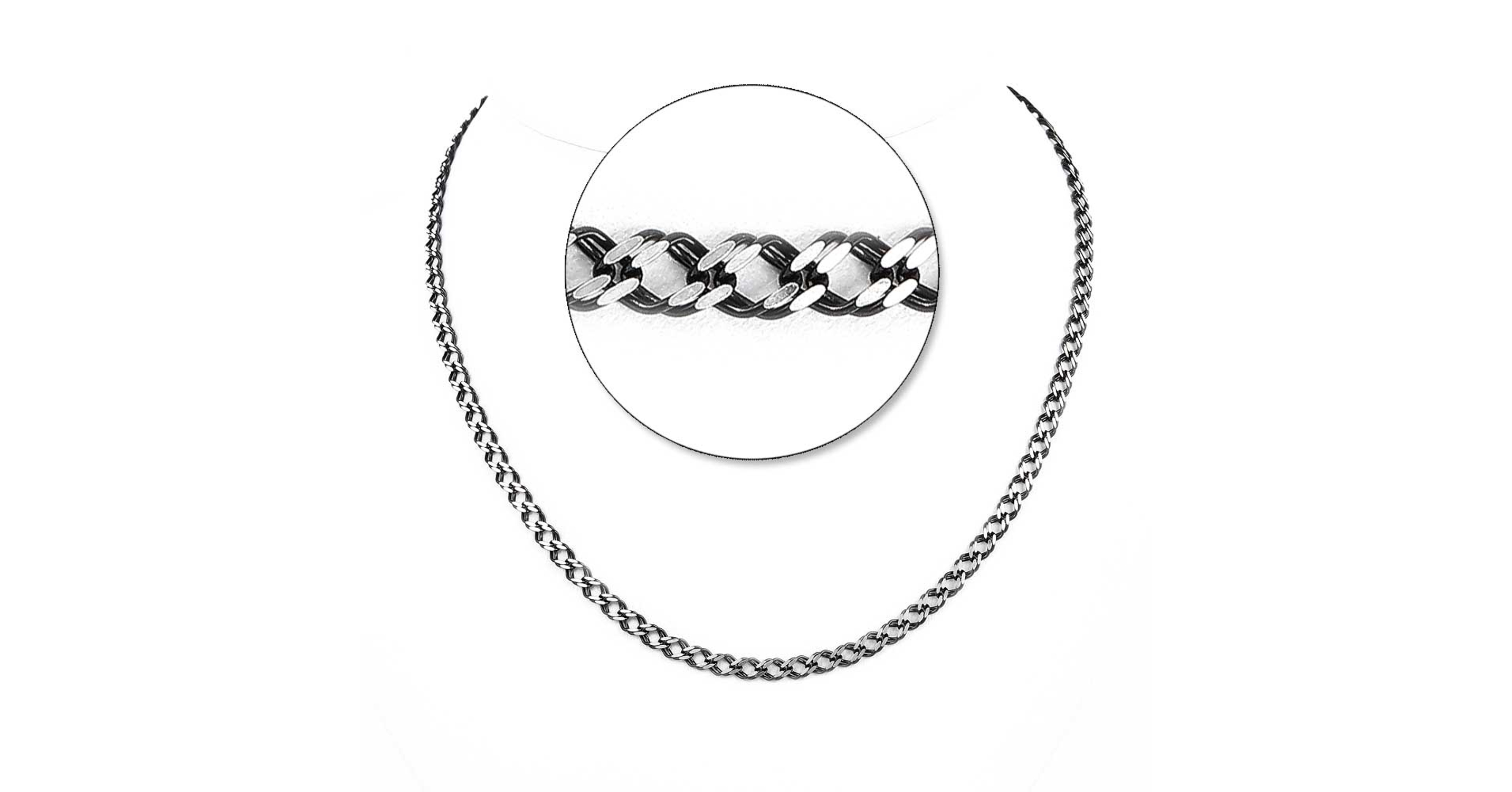 „Fekete gyémánt” ródiumozott 925‰-es ezüst lánc, 50 cm - Ezüst nyaklánc
