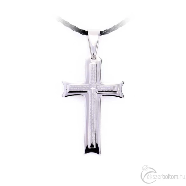 Acél férfi közepes (Padre Nuestro) kereszt medál
