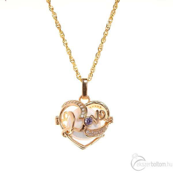 Olasz angyalhívó medál, (Chiam'Angelo Cuore d'Amor Oro)