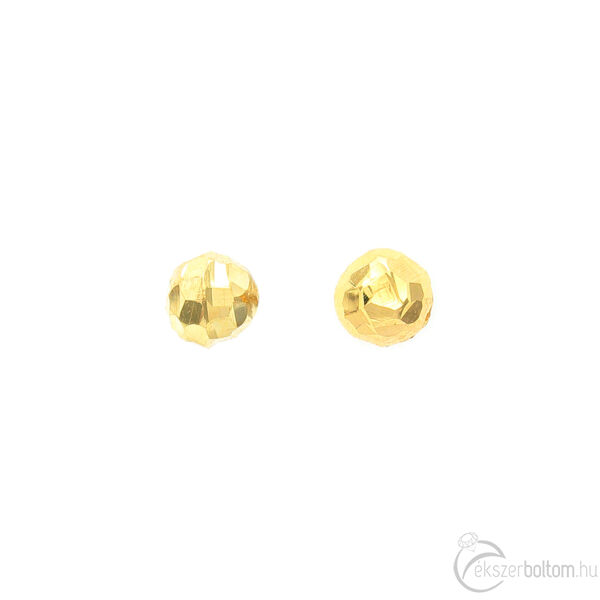 Vésett "disco" gömb formájú kicsi bedugós sárga arany fülbevaló