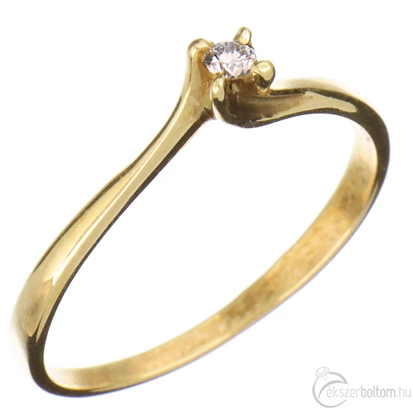 Sárga arany szoliter gyémánt gyűrű csavart karmos foglalattal