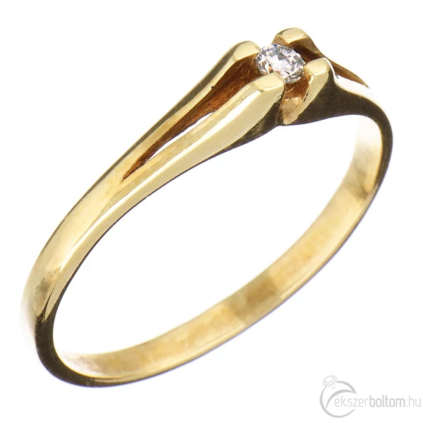 Sárga arany szoliter gyémánt gyűrű csavart karmos foglalattal