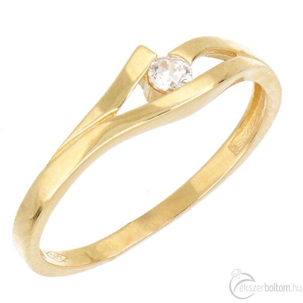 14 karátos sárga arany egy köves gyűrű, 56-os méret