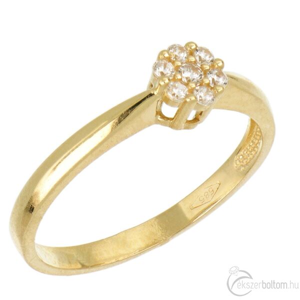 14 karátos sárga arany sok köves gyűrű, 52-es méret