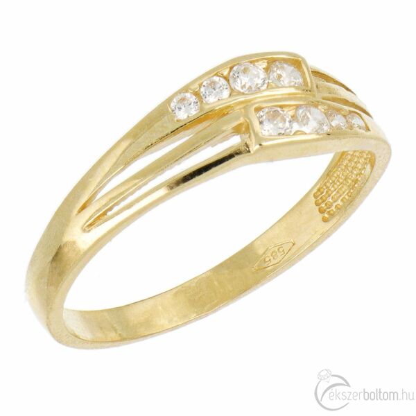 14 karátos sárga arany köves gyűrű, 57-es méret