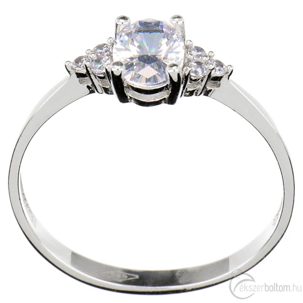 fehér cirkónia köves fehér arany gyűrű oldalnézete