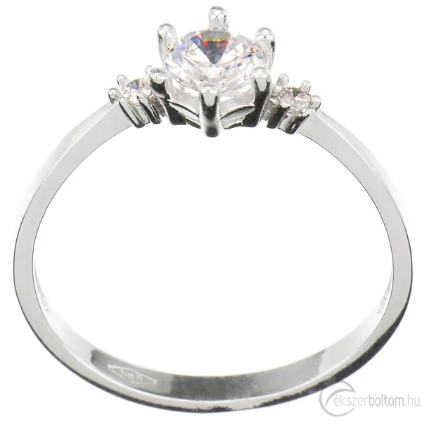 kerek fehér cirkónia köves sárga arany gyűrű oldalnézete