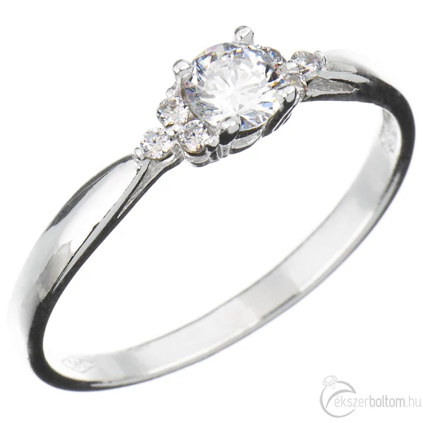 fehér cirkónia köves fehér arany gyűrű