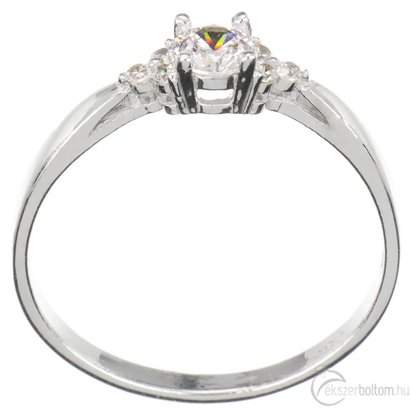 kerek fehér cirkónia köves sárga arany gyűrű oldalnézete