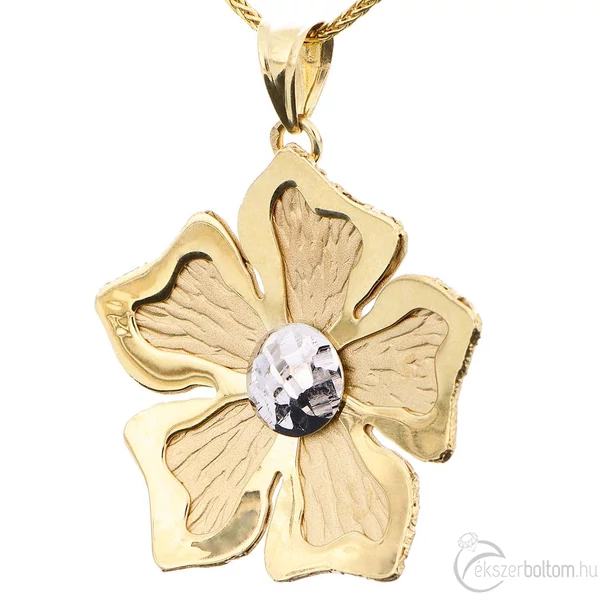 Pillangóvirág medál láncon, kissé oldalról
