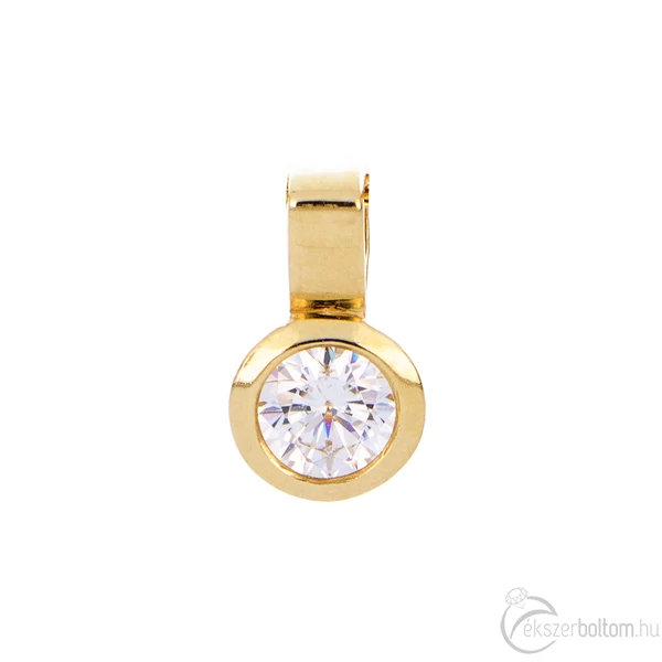 Kerek egyköves, 14 karátos sárga arany medál