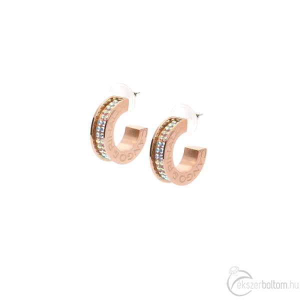 Cango & Rinaldi - Köllő Babett rose gold-AB színű Swarovski kristályos fülbevaló