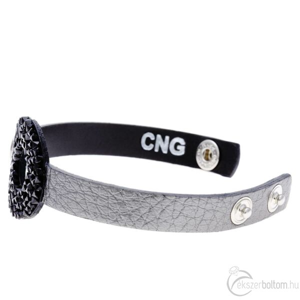 CNG antracit mintás karkötő fekete kristállyal