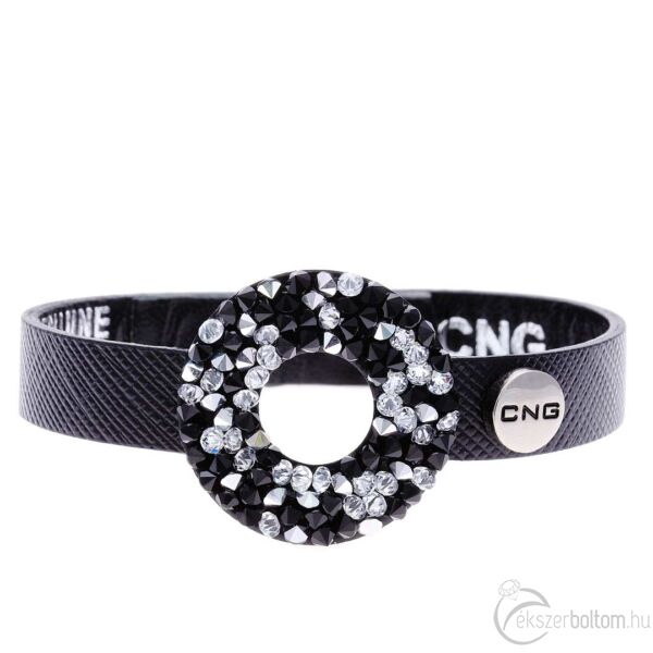CNG 2104AK fekete mintás karkötő fekete-fehér kristállyal