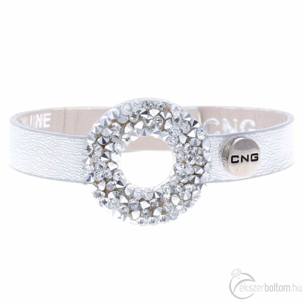 CNG 2104AK ezüst mintás karkötő fehér kristállyal