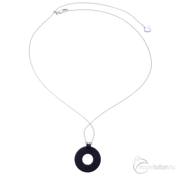 CNG fekete mintás bőr nyaklánc fekete-fehér kristállyal