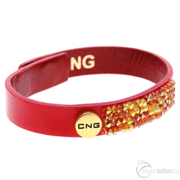 CNG piros színű karkötő arany színű kristállyal