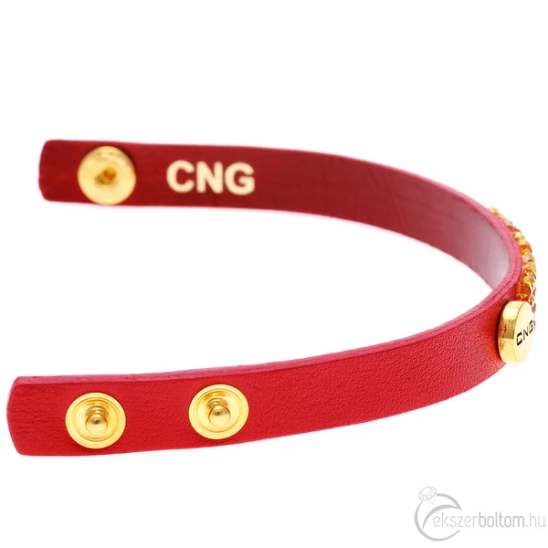 CNG piros színű karkötő arany színű kristállyal