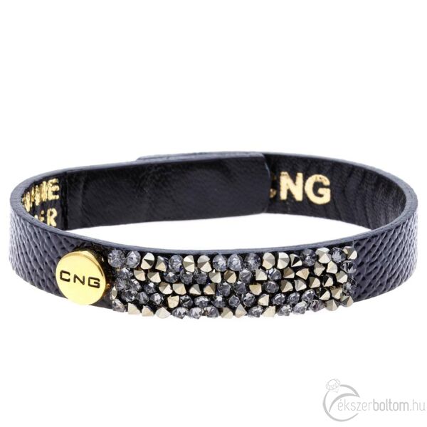 CNG 2107AK fekete mintás lakkbőrrel, és óarany színű kristállyal