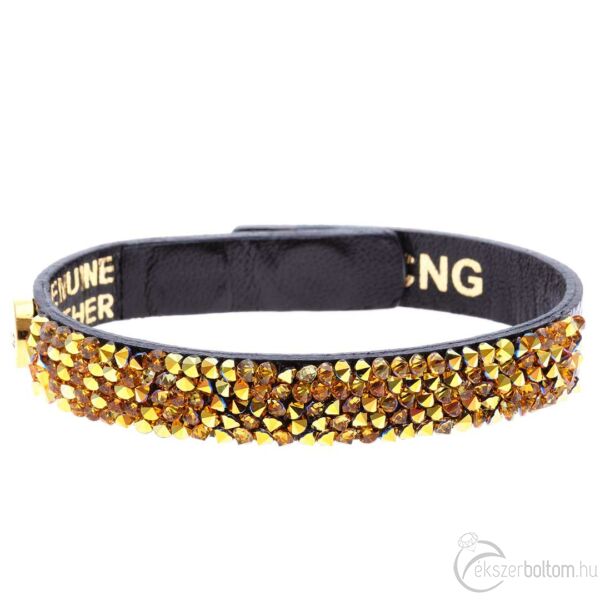 CNG 2107BK fekete mintás lakkbőrrel, és élénk arany színű kristállyal