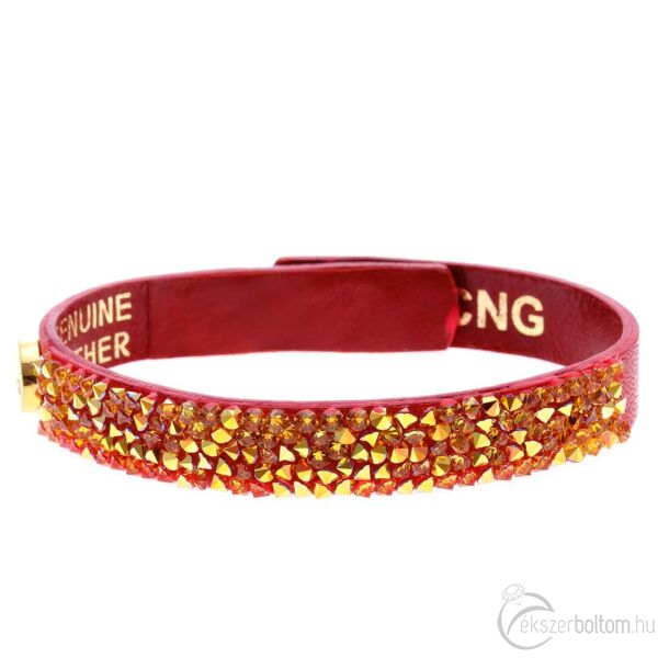 CNG 2107BK piros bőrrel, és élénk arany színű kristállyal