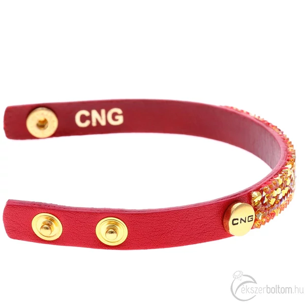CNG piros színű karkötő arany színű kristállyal