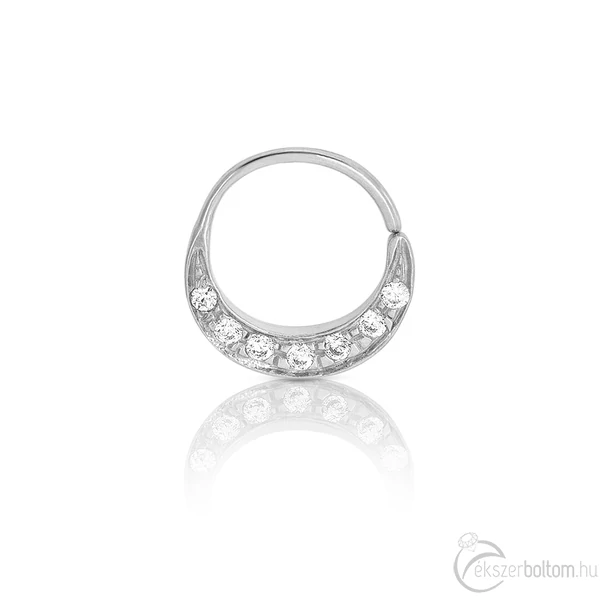 Septum Zirconi köves karika 18kt fehér arany, cirkónia köves orrpiercing