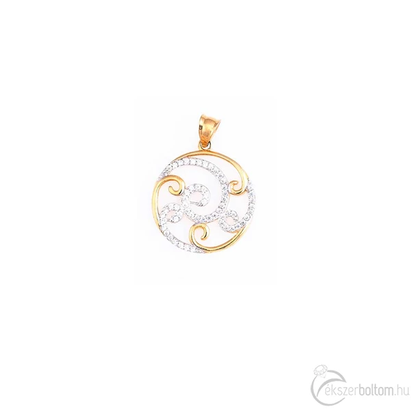 Sárga arany medál 14 karátos , csigavonal-mintás