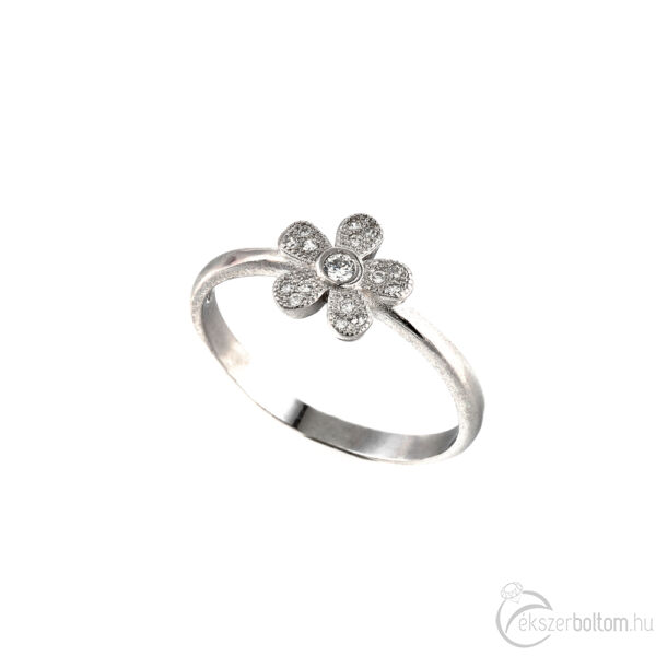 Kisvirág ezüst gyűrű cirkónia kövekkel
