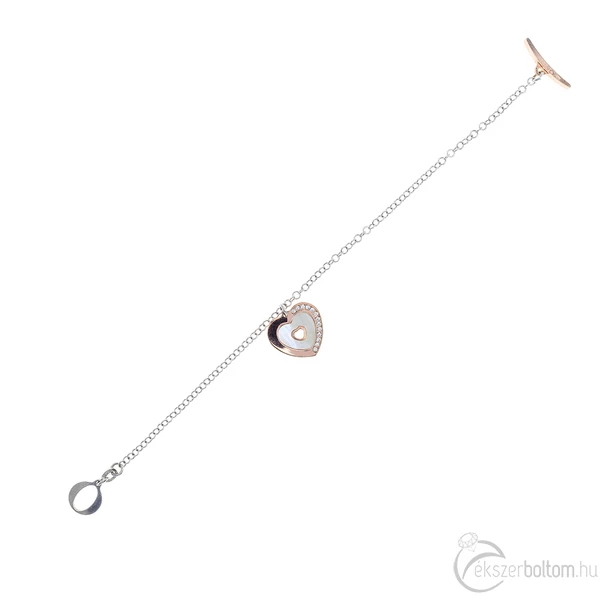 Ezüst karlánc, (Cuore Perla Rosa) 17 cm 925‰-es