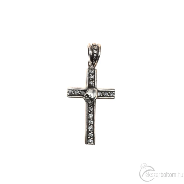 Memento Morti köves kereszt ezüst medál