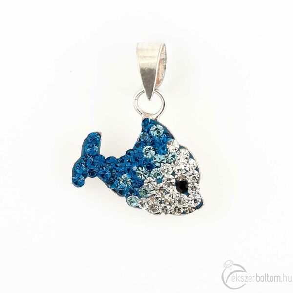 Ezüst medál kék hal mintás kövekkel