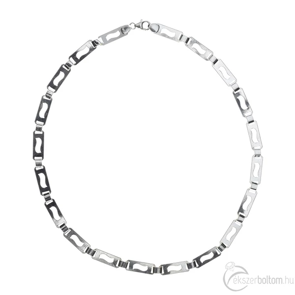 Ezüst lánc lemezes, S-alakban áttört 925 sterlinges 8 mm széles, 45 cm hosszú