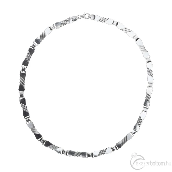 Ezüst lánc lemezes, fűzött 925 sterlinges 8 mm széles, 45 cm hosszú