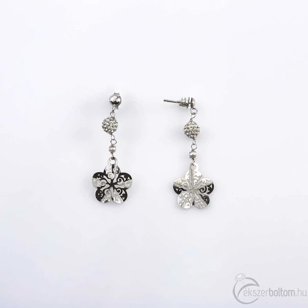 Fehér arany fülbevaló 14 karátos, swarovski kristályokkal