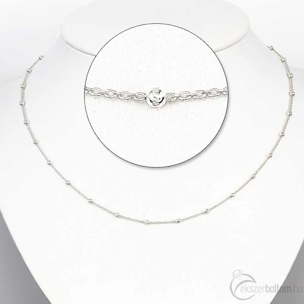 White Rhodium ezüst bogyós lánc