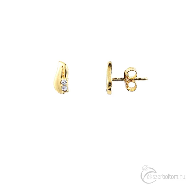 Sárga 14 karátos arany, két pici köves fülbevaló