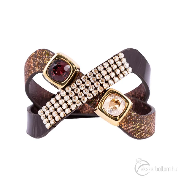 Cango & Rinaldi Magic aranyos és barna színű karkötő arany színű és Burgundy kristály díszítéssel