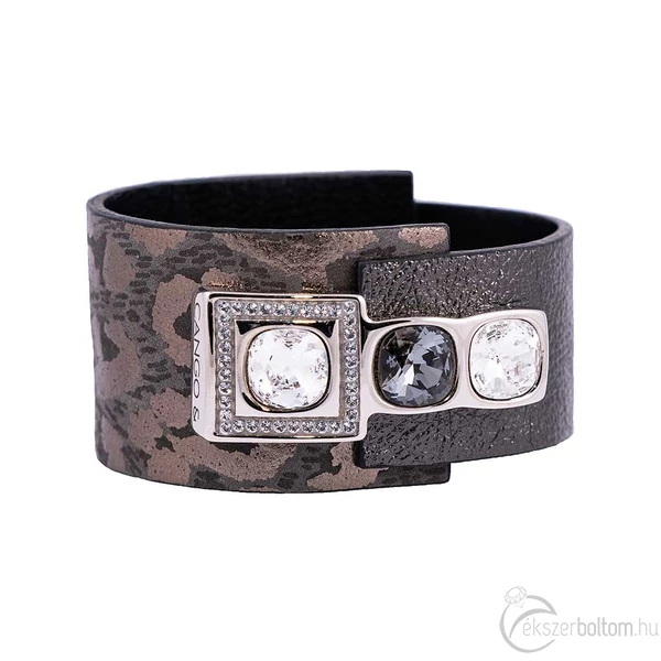 Cango & Rinaldi Magic antracit karkötő nikkel fém, Black Diamond  és fehér kristály díszítéssel