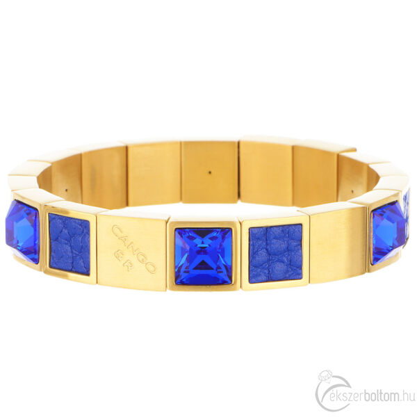 Cango & Rinaldi - Mosaic kék kristályos aranyszínű fém karkötő bőrrel (S)