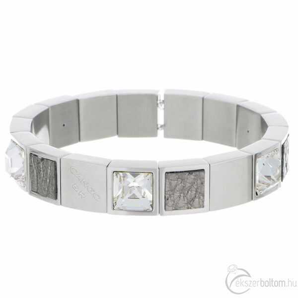 Cango & Rinaldi - Mosaic fehér kristályos ezüstszínű fém karkötő bőrrel