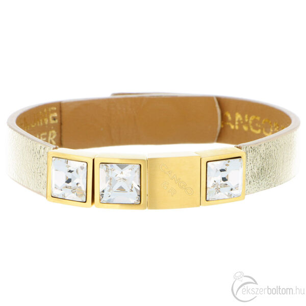 Cango & Rinaldi - Mosaic fehér kristályos aranyszínű bőr karkötő