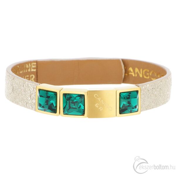 Cango & Rinaldi - Mosaic zöld kristályos aranyszínű bőr karkötő