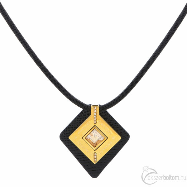 Cango &amp; Rinaldi - Mosaic arany kristályos és lakkbőrös fekete színű nyaklánc