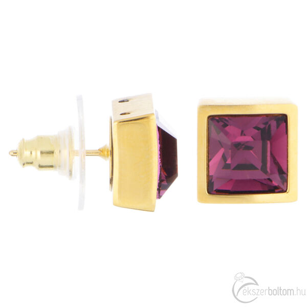 Cango & Rinaldi - Mosaic arany-lila színű Swarovski kristályos fülbevaló