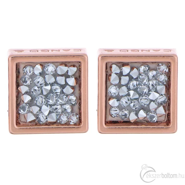 Cango & Rinaldi - Mosaic rose gold színű fehér szórt Swarovski kristályos fülbevaló