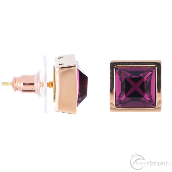 Cango & Rinaldi - Mosaic rose gold-lila színű Swarovski kristályos fülbevaló
