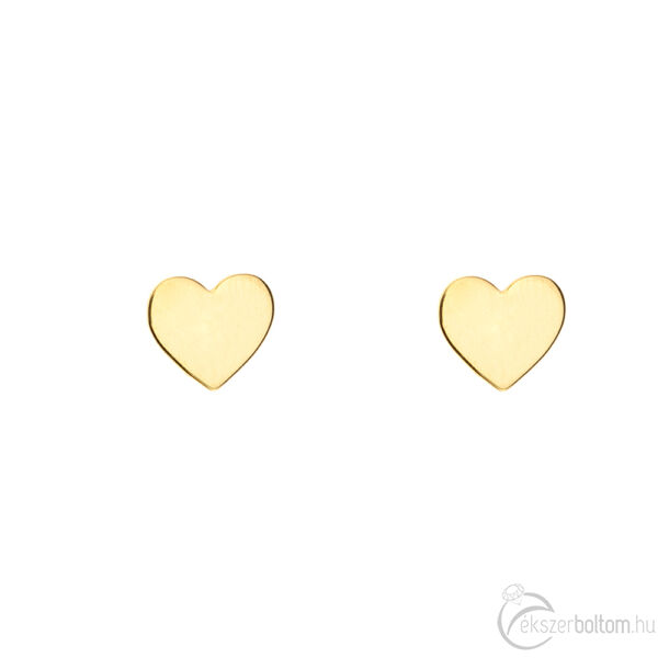 Sárga arany szív bedugós fülbevaló
