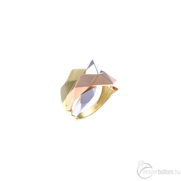  &quot;WDC Hall LA&quot; háromszínű  arany gyűrű 14 karátos (58-as), prizma gyűrű