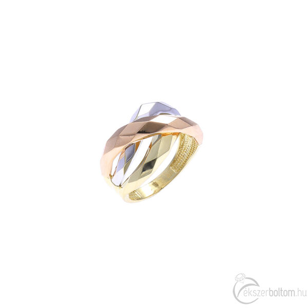 "Bilbao" háromszínű 14 karátos arany gyűrű (58-as méret)